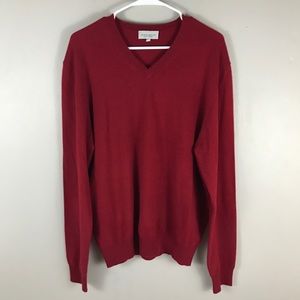 Neiman Marcus Red 100% cashmere v neck sweater XL